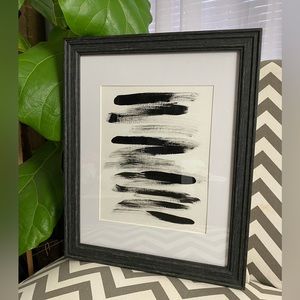 Abstract Acrylic Original Painting On Canvas Paper 9X12 Wall Art Black White